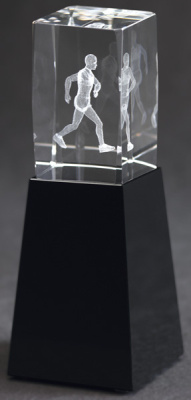  Награда хрустальная Бегун CAC50180/RUN 50х50х180мм 