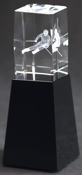  Награда хрустальная Лыжный спорт CAC50180/SKI 50х50х180мм 
