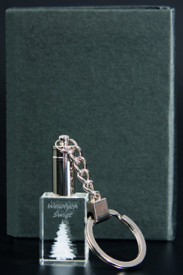 Награда стеклянная (сувенир) Брелок с подсветкой голубой диодной (30х15х20) футляр в комплект KH1520