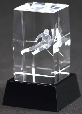  Награда хрустальная Лыжный спорт CAL50105/SKI 50х50х105мм 